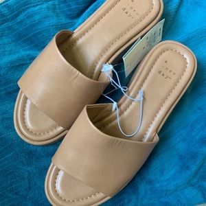 Tan faux leather platform sandals